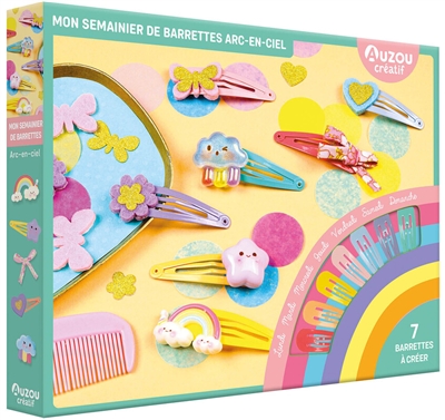 Mon semainier de barrettes arc-en-ciel : 7 barrettes à créer