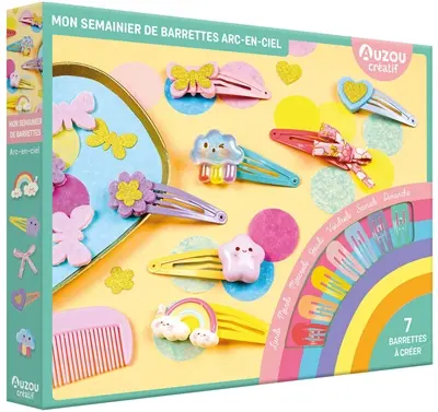 Mon semainier de barrettes arc-en-ciel : 7 barrettes à créer