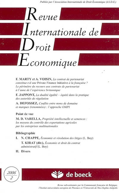 Revue internationale de droit économique, n° 2(2006)