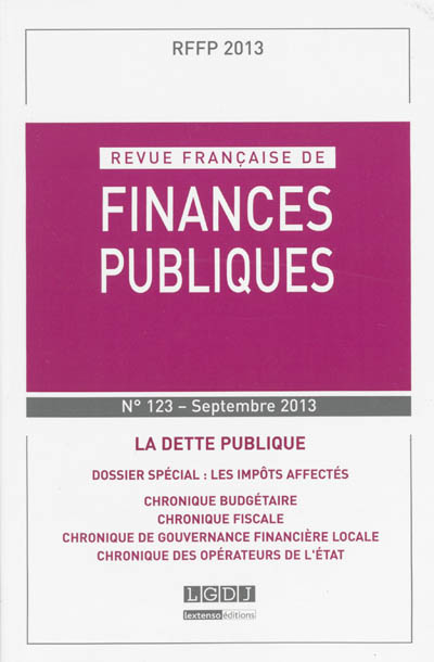 revue française de finances publiques, n° 123. la dette publique