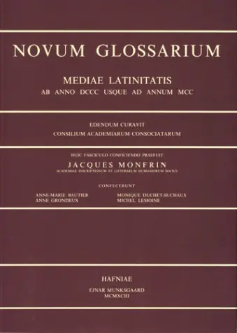 Novum glossarium mediae latinitatis. Vol. 23. Index scriptorum novus mediae latinitatis, supplementum (1673-2005)