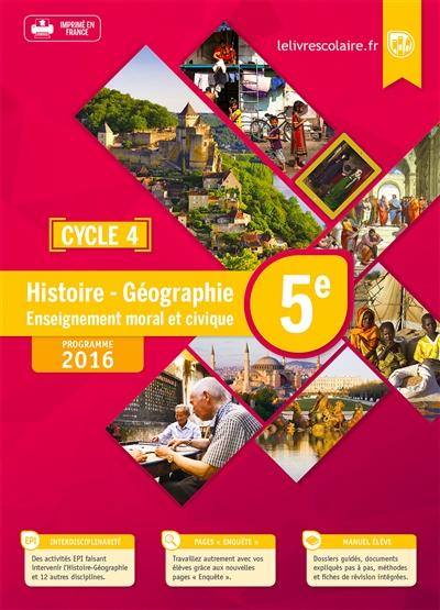 Histoire géographie, enseignement moral et civique 5e : cycle 4 : programme 2016