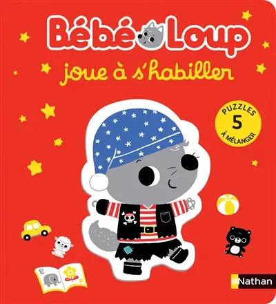 Bébé loup joue à s'habiller : 5 puzzles à mélanger