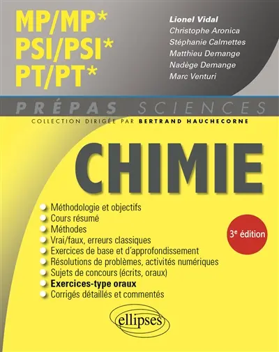 Chimie MP, MP*, PSI, PSI*, PT, PT*