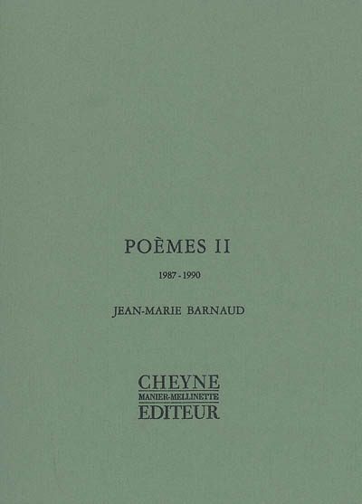 Poèmes. Vol. 2. 1987-1990
