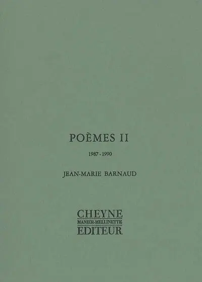 Poèmes. Vol. 2. 1987-1990