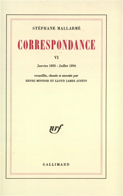 Correspondance. Vol. 6. Janv. 1893-juill. 1894