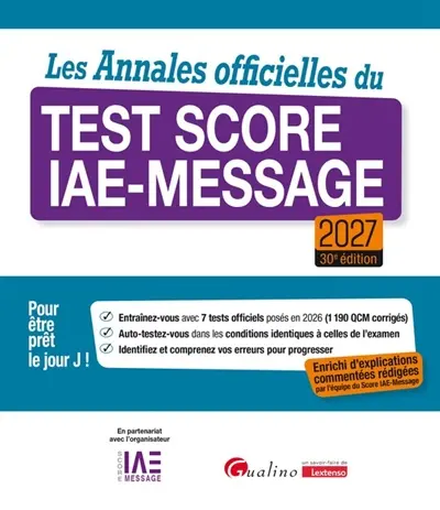 Les annales officielles du test Score IAE-Message 2027