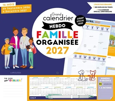 Grand calendrier hebdo Famille organisée 2027