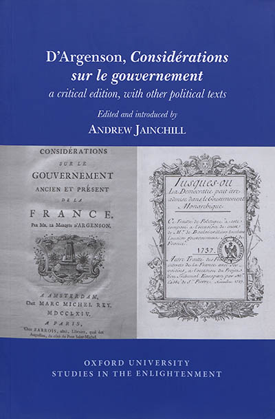 Considérations sur le gouvernement : a critical edition, with other political texts