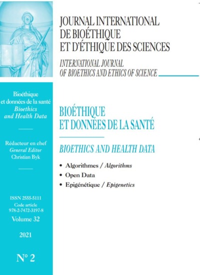 Journal international de bioéthique et d'éthique des sciences, n° 2 (2021). Bioéthique et données de la santé. Bioethics and health data