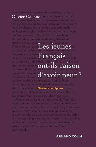 Les jeunes Français ont-ils raison d'avoir peur ? : éléments de réponse
