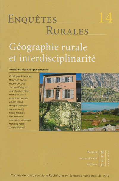 Enquêtes rurales, n° 14. Géographie rurale et interdisciplinarité