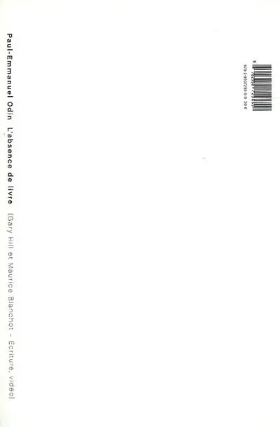 L'absence de livre : Gary Hill et Maurice Blanchot : écriture, vidéo