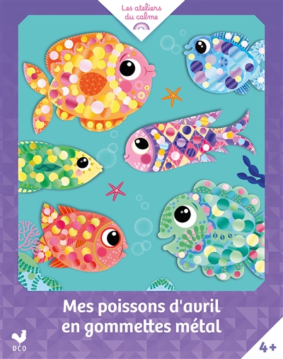 Mes poissons d'avril en gommettes métal : pochette avec accessoires