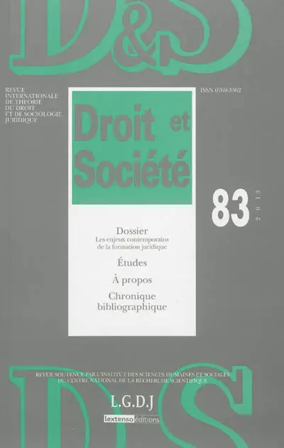 Droit et société, n° 83. Les enjeux contemporains de la formation juridique