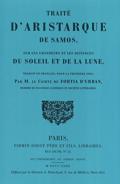 Traité d'Aristarque de Samos sur les grandeurs et les distances du Soleil et de la Lune