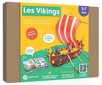 Les Vikings : kit Pandacraft 3-7 ans : Fabrique ton drakkar et pars en exploration !