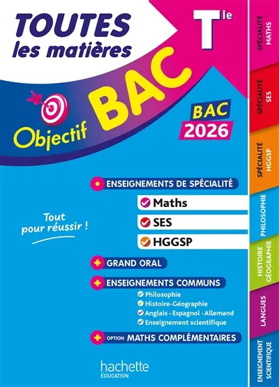 Toutes les matières terminale enseignements de spécialité maths, SES, HGGSP + grand oral + enseignements communs + option maths complémentaires : bac 2026 Toutes les matières terminale enseignements de spécialité maths, SES, HGGSP + grand oral + enseignements communs + option maths complémentaires : bac 2026