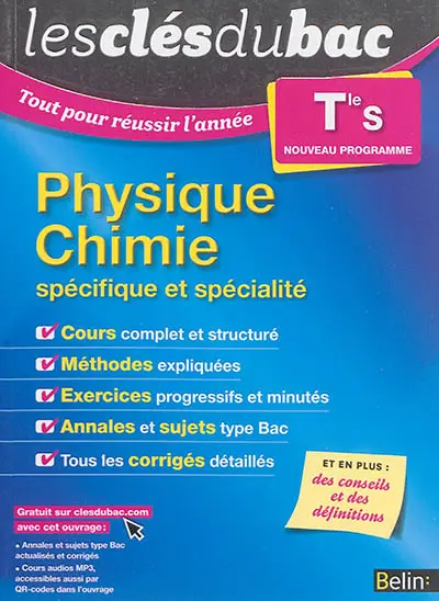 Physique chimie terminale S, spécifique et spécialité : nouveau programme