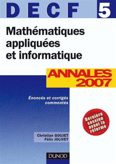 Mathématiques appliquées et informatique, DECF 5