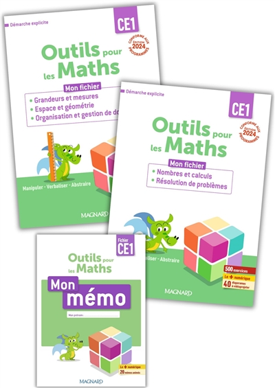 Outils pour les maths CE1 : mon fichier + mon mémo : démarche explicite, conforme aux programmes