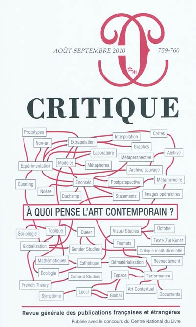 Critique, n° 759-760. A quoi pense l'art contemporain ?