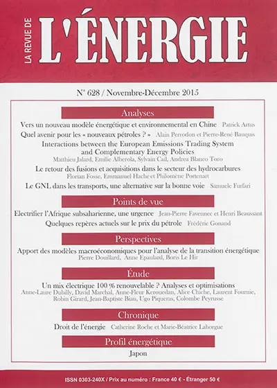 Revue de l'énergie, n° 628