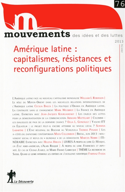 Mouvements, n° 76. Amérique latine : capitalismes, résistances et reconfigurations politiques