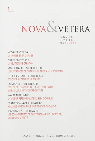 Nova & vetera, n° 1 (2013)