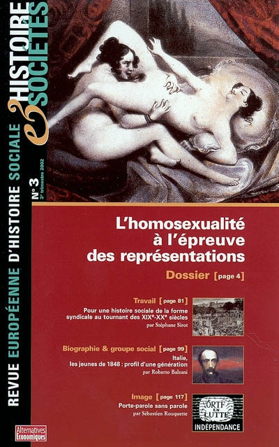 Histoire & sociétés, n° 3 (2002). L'homosexualité à l'épreuve des représentations