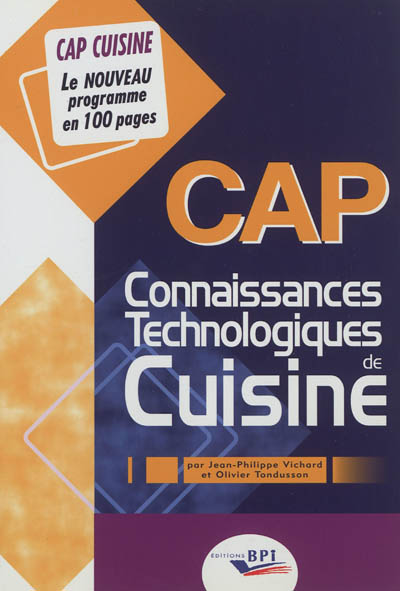 Connaissances technologiques de cuisine : CAP cuisine