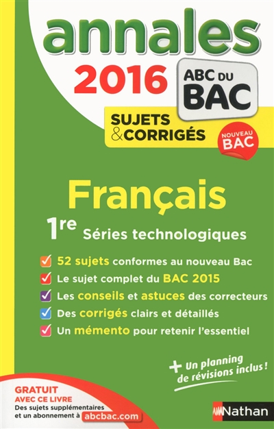 Français, 1re séries technologiques : bac 2016