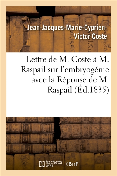 Lettre de M. Coste à M....