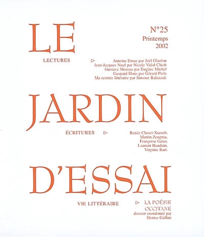 Jardin d'essai (Le), n° 25. La poésie occitane