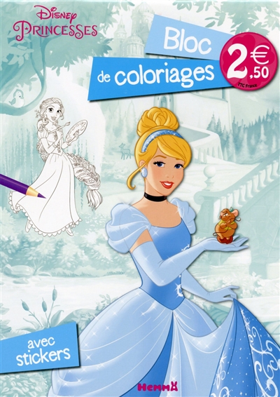 Disney princesses : bloc de coloriages avec stickers