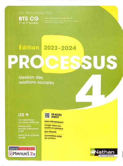 Processus 4 BTS CG 1re et 2e années : gestion des relations sociales : livre + licence élève