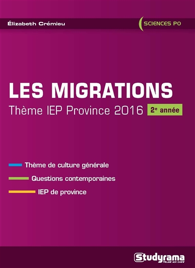 Les migrations : thème IEP province 2016 : 2e année