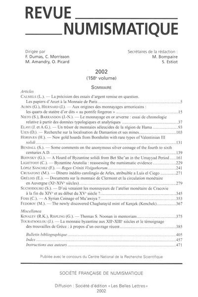 Revue numismatique, n° 158. Varia