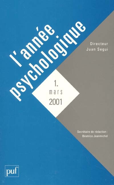 Année psychologique (L'), n° 1 (2001)