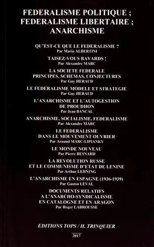 Fédéralisme politique, fédéralisme libertaire, anarchisme