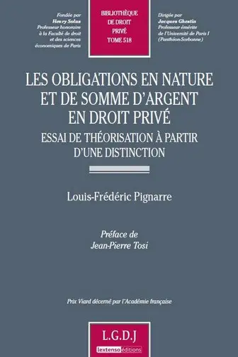 Les obligations en nature et de somme d'argent en droit privé : essai de théorisation à partir d'une distinction