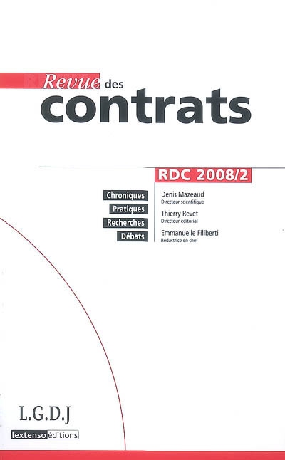 Revue des contrats, n° 2 (2008)