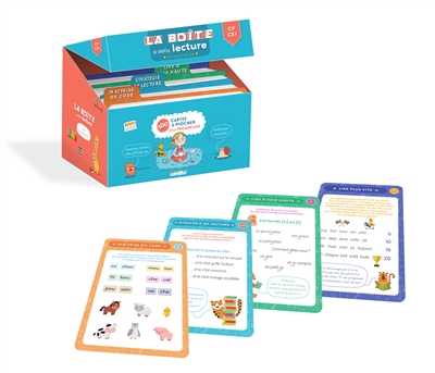 La boîte à défis lecture, CP, CE1 : 100 cartes à piocher pour progresser