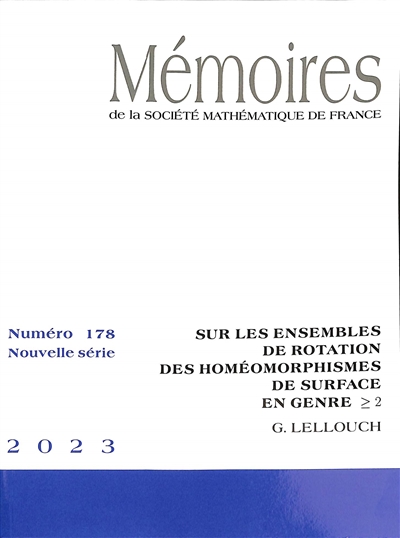 Mémoires de la Société mathématique de France, n° 178. Sur les ensembles de rotation des homéomorphismes de surface en genre >2