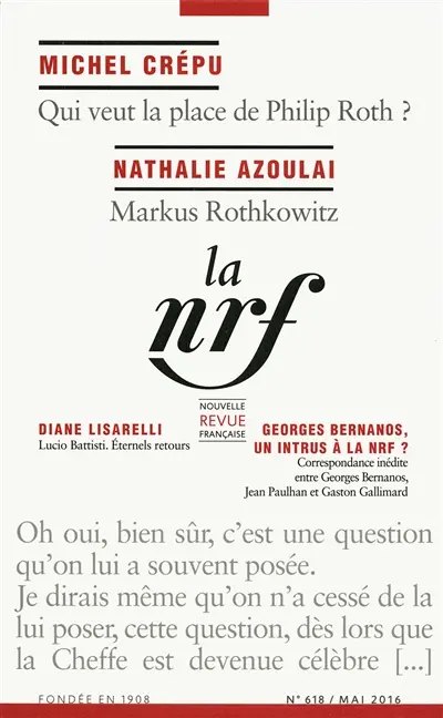 Nouvelle revue française, n° 618