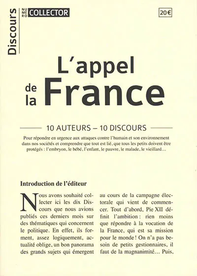 L'appel de la France : 10 auteurs, 10 discours