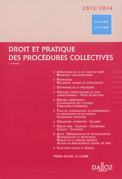 Droit et pratique des procédures collectives 2013-2014