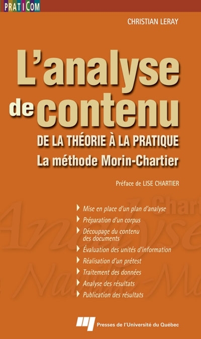 L'analyse de contenu : de la théorie à la pratique : la méthode Morin-Chartier