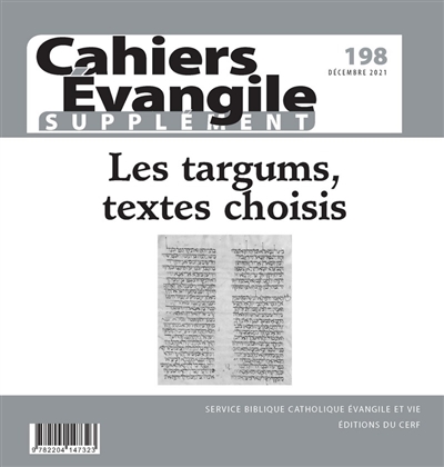 Cahiers Evangile, supplément, n° 198. Les targums, textes choisis